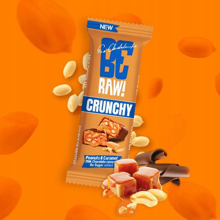 NOWOŚĆ Baton BeRAW Crunchy Peanuts&Caramel Orzeszki karmel bez cukru