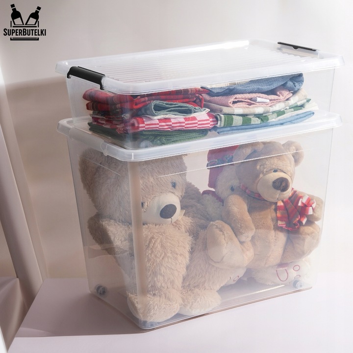 POJEMNIK PLASTIKOWY 25 L ORGANIZER Z POKRYWKĄ NA KÓŁKACH DO