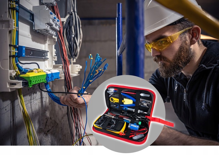 Lutownica Zestaw Narzędzi Do Lutowania 40 Elementów Multimetr Groty Cyna