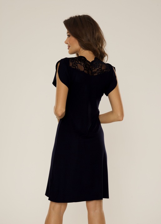 Koszula nocna z Wiskozy De Lafense Rozcięty Krótki Rękawek Seksowna Koronka