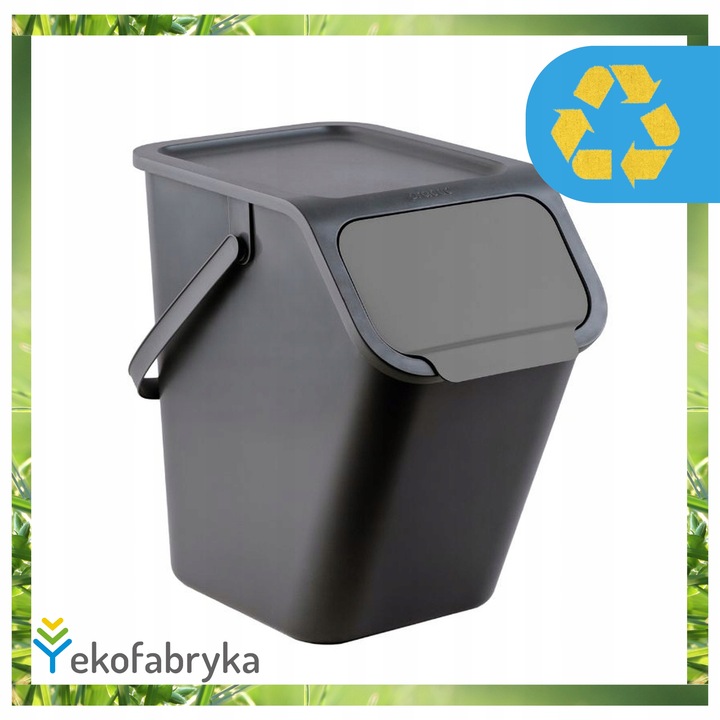 Kosz na śmieci pod zlew na odpady ZMIESZANE kuchenny mały CZARNY 25l