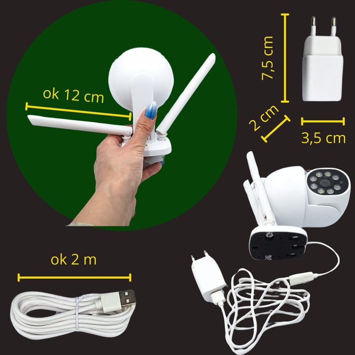 Zewnętrzna Kamera WIFI Obrotowa 1080p POLSKA APLIKACJA ŚLEDZENIE FULL HD SD