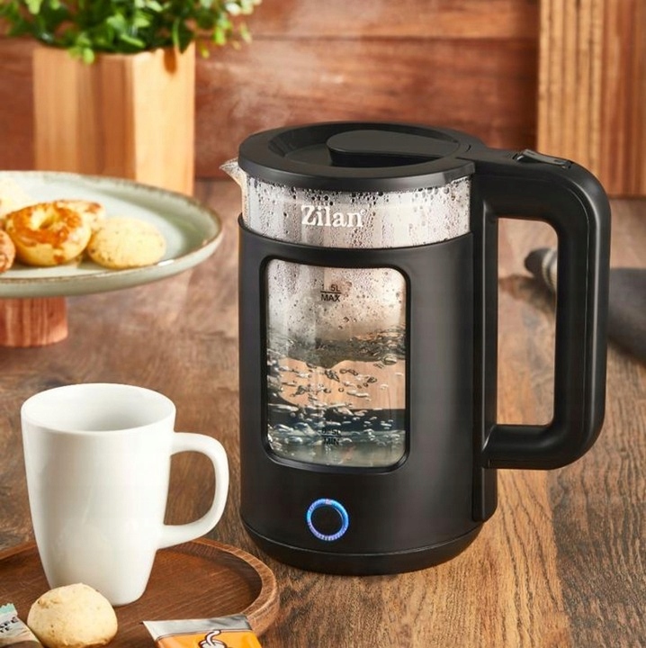 CZAJNIK ELEKTRYCZNY SZKŁO CZARNY 1,5L 1650W