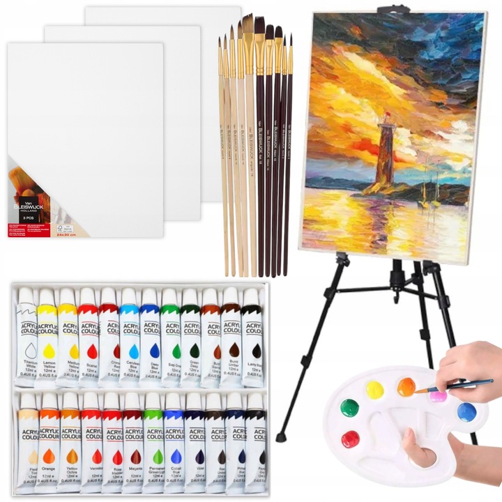 ZESTAW ARTYSTYCZNY MALARSKI DO MALOWANIA DLA DZIECI ZE SZTALUGĄ FARBY
