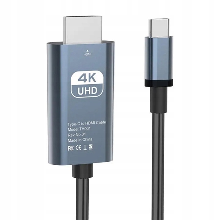 KABEL ADAPTER USB-C 3.1 TYP C DO HDMI 4K PRZEWÓD MHL WIREWAY WW410213 1,8m