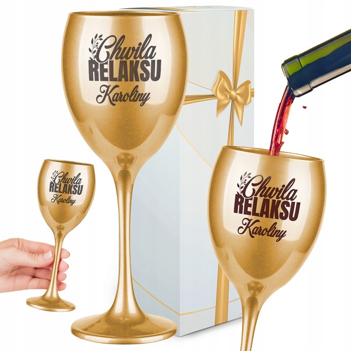 KIELISZEK Z GRAWEREM ZŁOTY PREZENT DLA NIEJ NA URODZINY 18 20 30 40 50