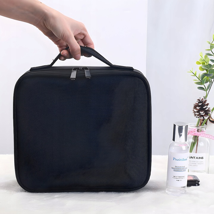 KOSMETYCZKA ORGANIZER KUFEREK NA KOSMETYKI DUŻA TORBA PODRÓŻNA CZARNA