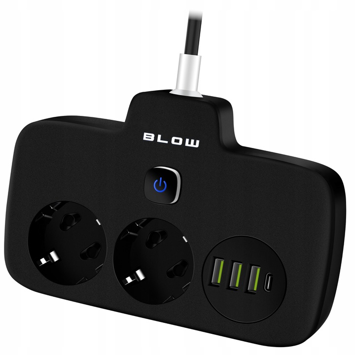 PRZEDŁUŻACZ ROZDZIELACZ ROZGAŁEŹNIK 2 GNIAZDA WŁĄCZNIK LISTWA 3x USB USB-C