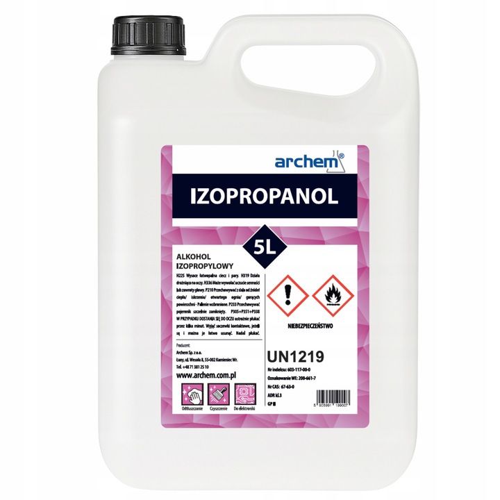 Alkohol Izopropylowy 99,9% IPA 5L Izopropanol czyszczenie Elektroniki,