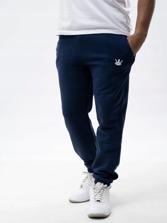 SPODNIE DRESOWE MĘSKIE BAWEŁNIANE Granatowe Jigga Wear White Crown L