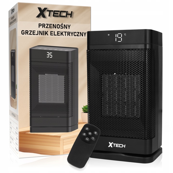 TERMOWENTYLATOR PRZENOŚNY GRZEJNIK FARELKA DO POKOJU Z PILOTEM 1500 W
