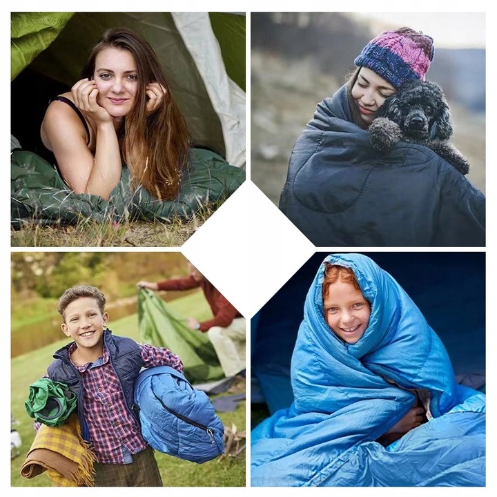 LEKKI ŚPIWÓR TURYSTYCZNY MUMIA KAPTUR 210CM CIEPŁY KOŁDRA + POKROWIEC 2w1