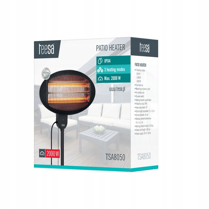 Promiennik podczerwieni grzejnik na taras balkon Teesa