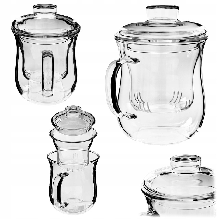 KUBEK Z ZAPARZACZEM DO HERBATY ZIÓŁ 370ml SITKO SZKLANY POKRYWKĄ TERMICZNY