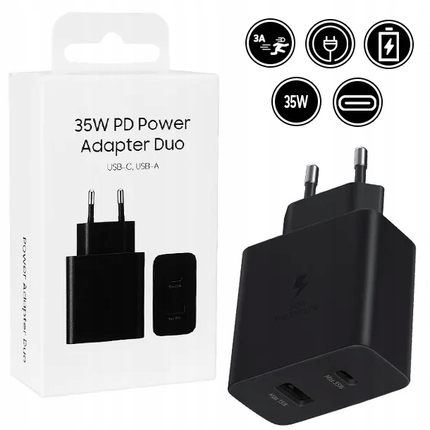 SZYBKA ŁADOWARKA DUO 2x USB 35W 1x USB-A + 1x USB-C DLA SAMSUNG GALAXY DUO