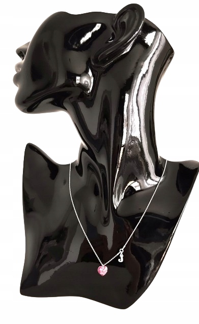 Naszyjnik SREBRNY SERCE SWAROVSKI dowolna literka łańcuszek z sercem