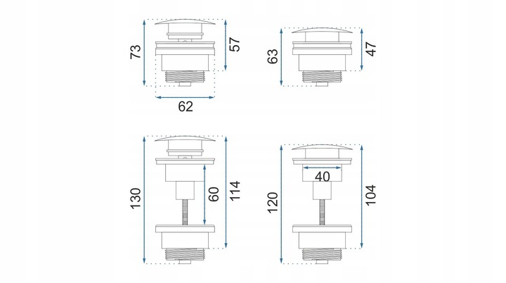 Korek Umywalkowy KLIK-KLAK Czarny Uniwersalny do Umywalki Automatyczny REA