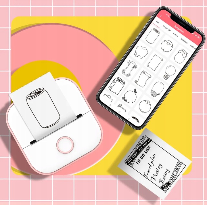 Phomemo T02 mini drukarka termiczna do zdjęć notatek etykiet różowa
