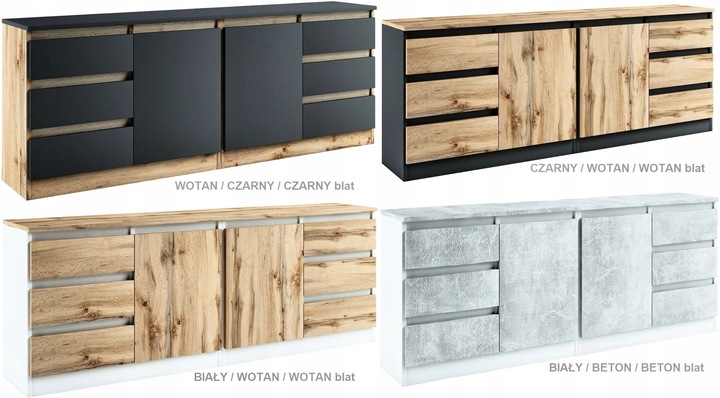 028055 KOMODA / ZESTAW 2d6s/200cm - CZARNY / WOTAN / WOTAN # KOLORY