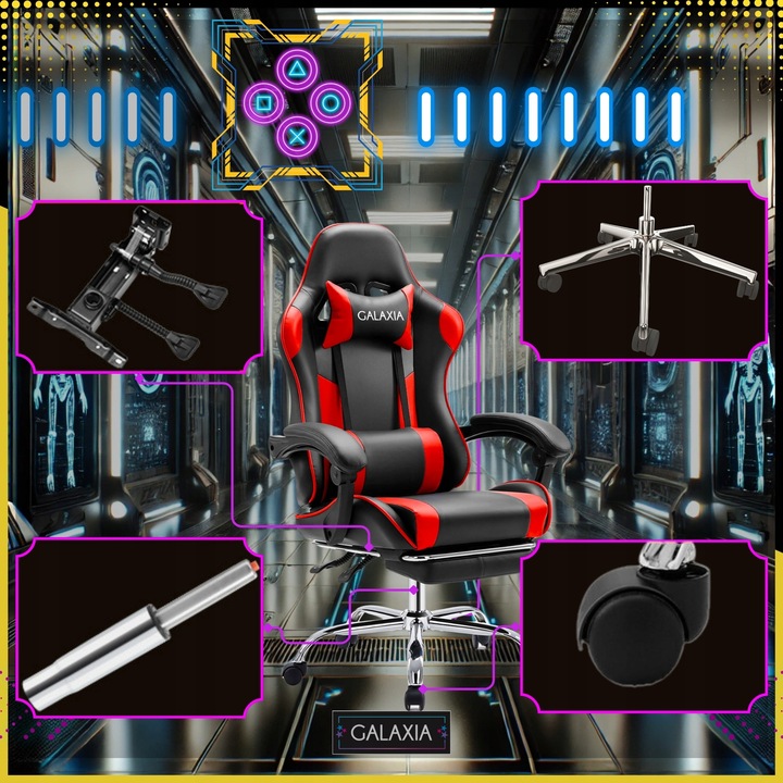 FOTEL GAMINGOWY BIUROWY Obrotowy Z Podnóżkiem Kubełkowy Krzesło Gamingowe