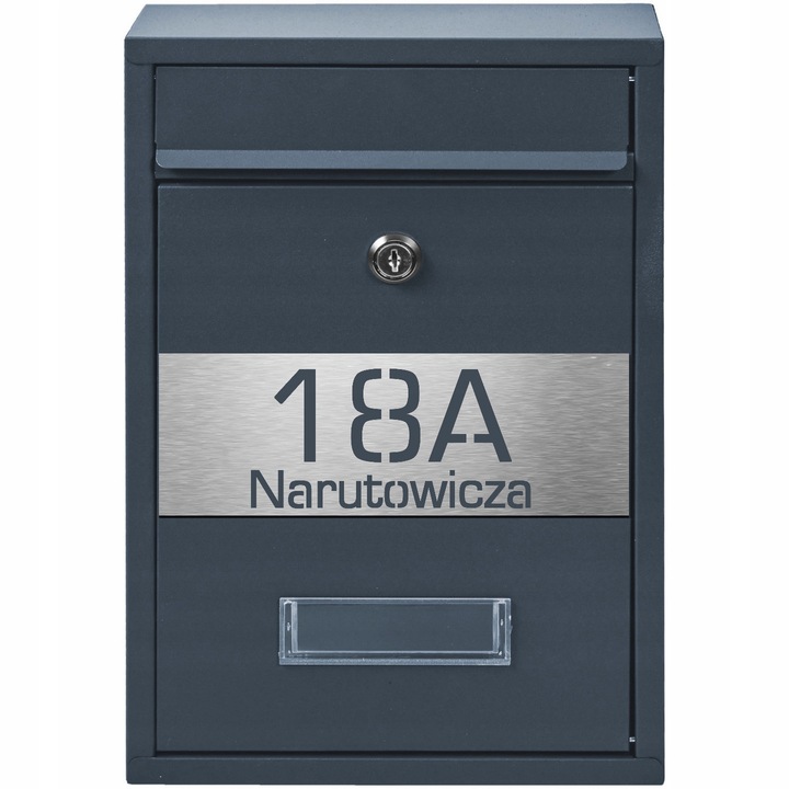 SKRZYNKA POCZTOWA NA LISTY POCZTĘ ANTRACYT + STAL LAMINAT NAPIS ADRES
