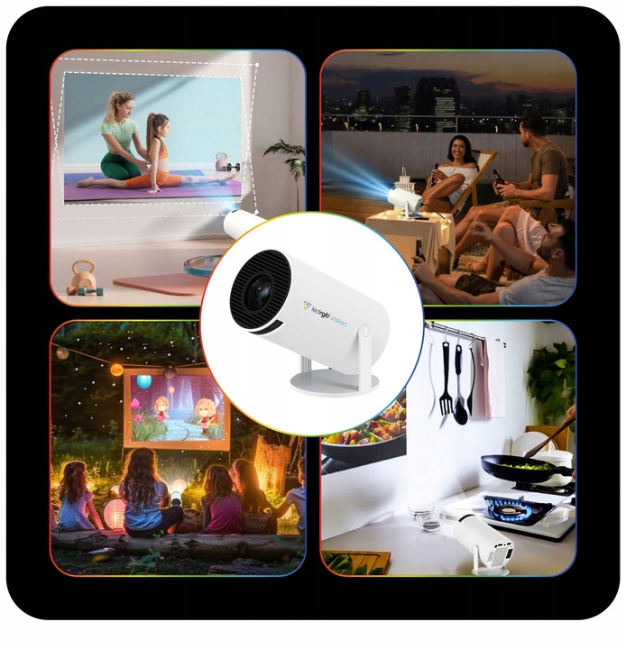 PROJEKTOR RZUTNIK ANDROID TV 4K WIFI FULL HD PRZENOŚNY SMART GŁOŚNIK