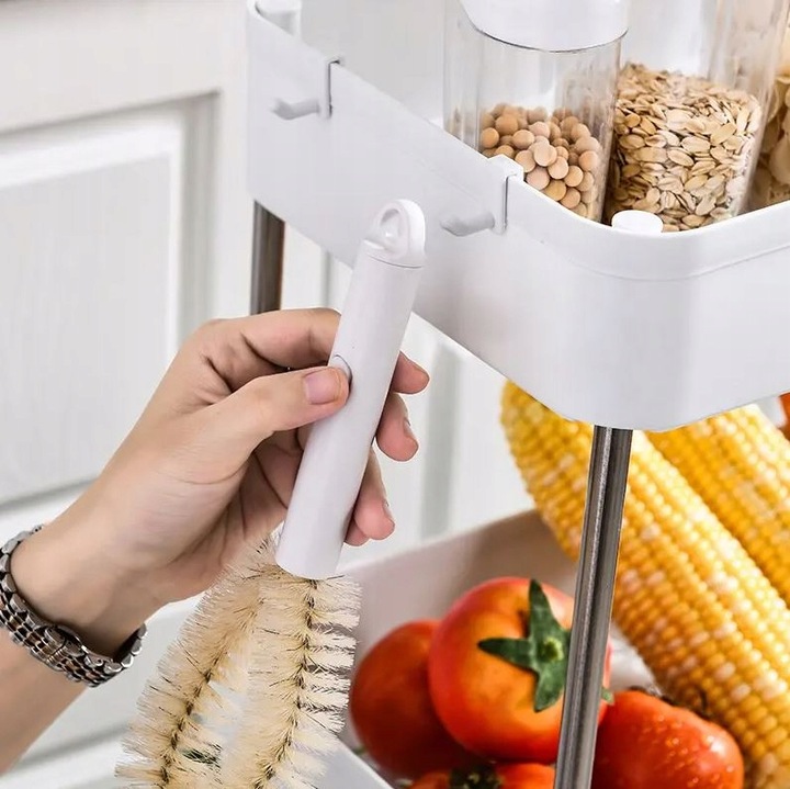 PÓŁKA ŁAZIENKOWA KUCHENNA SZAFKA NA KÓŁKACH REGAŁ 4 POZIOMOWY Z HACZYKAMI