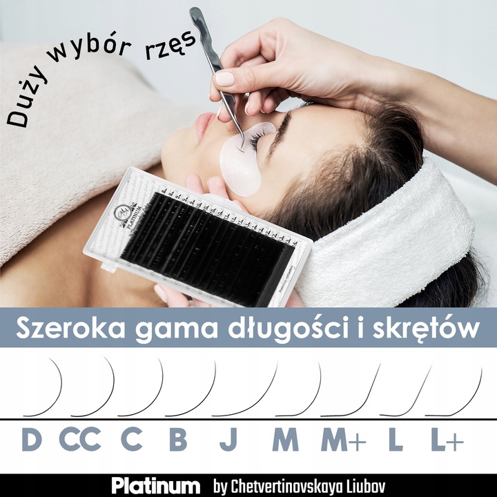 Rzęsy do przedłużania ciemnobrązowe 0,10 Skręt J 8-15mm PLATINUM