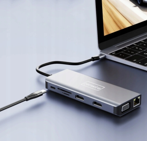 ADAPTER HUB 12w1 USB-C 2x HDMI VGA Jack RJ45 M1