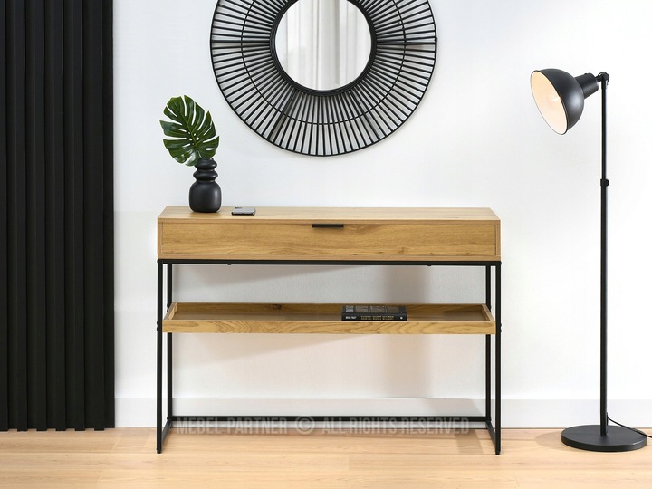 PONADCZASOWA KONSOLA DO PRZEDPOKOJU Z SZUFLADĄ I PÓŁKĄ NORA XL DĄB