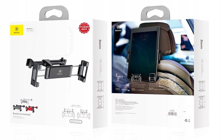 SOLIDNY UCHWYT SAMOCHODOWY BASEUS DO AUTA NA ZAGŁÓWEK TABLET TELEFON DO 13"