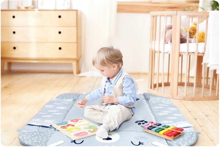 MATA EDUKACYJNA DLA NIEMOWLĄT INTERAKTYWNA RICOKIDS DUŻA SZARA + GRATIS