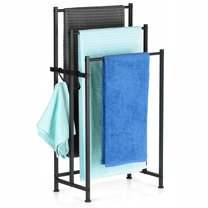 Stojak NA RĘCZNIKI wieszak łazienkowy podłogowy stojący czarny +