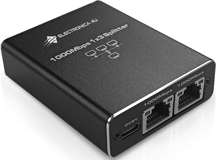 Adapter rozdzielacz mini Switch splitter LAN Ethernet RJ45 3xRJ45 1000M 1GB