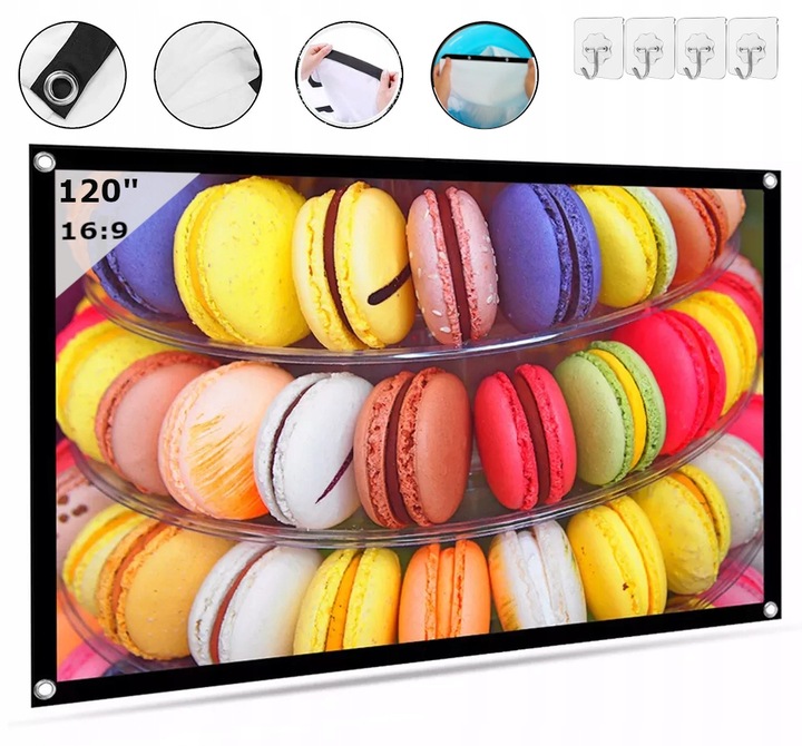 EKRAN PROJEKCYJNY do projektora Rzutnika Przenośny Zwijany 16:9 120 Cali