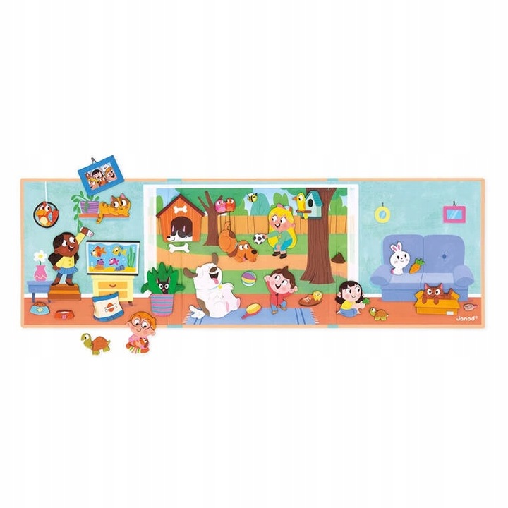 Układanka magnetyczna Zwierzęta domowe Magneti'stories dla dzieci 3+, Janod