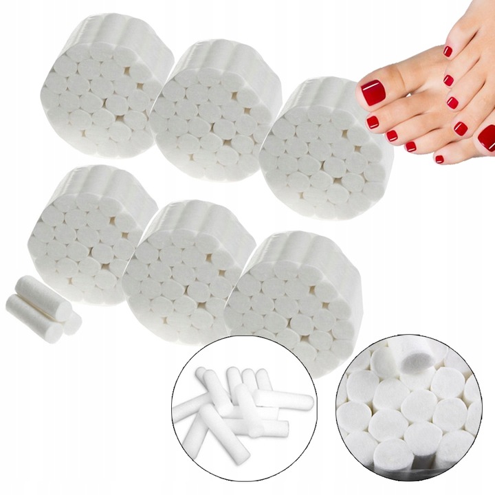 1000x Separator Do Paznokci Wałeczek Wałek Bawełniany Wata Celuloza 8mm