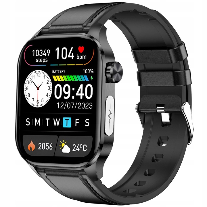 SMARTWATCH MĘSKI Zegarek EKG FUNKCJA POMIARU CUKRU AMOLED CIŚNIENIE ROZMOWY