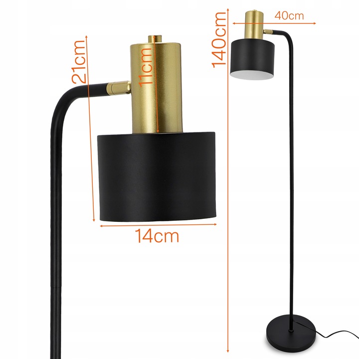 Lampa Stojąca Podłogowa LED Lampka Do Czytania Nocna 1X E27 Włącznik