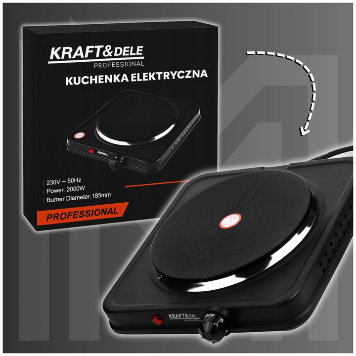 KUCHENKA PRZENOŚCNA ELEKTRYCZNA JEDNOPALNIKOWA TURYSTYCZNA 2000W