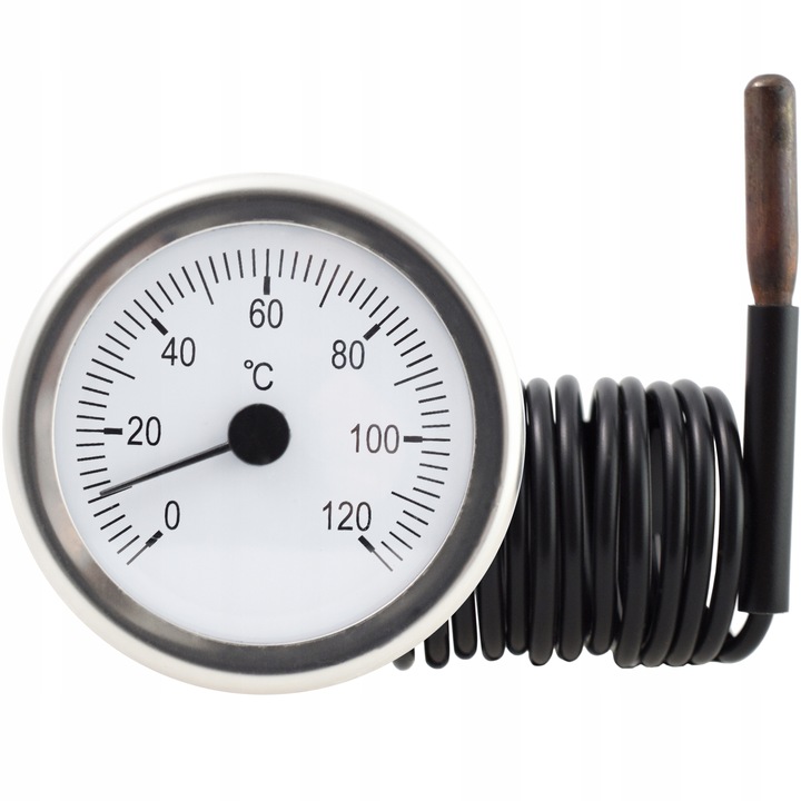 TERMOMETR TARCZOWY z kapilarą okrągły sonda 0-120