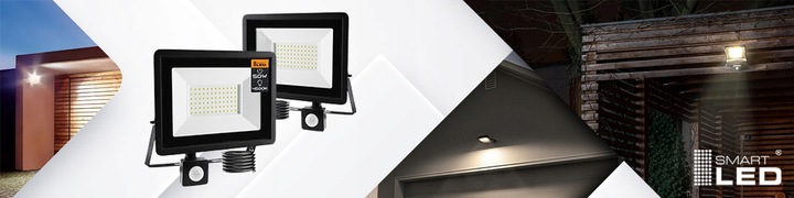 Naświetlacz LED SLIM 50W halogen z CZUJNIK RUCHU i zmierzchu reflektor