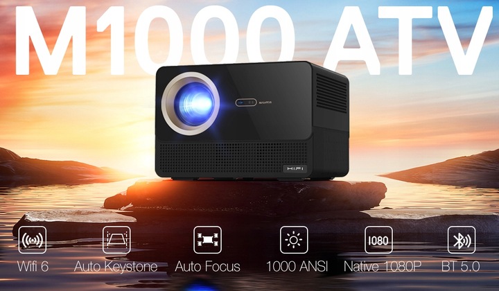 RZUTNIK PROJEKTOR LED AUTOFOCUS ANDROID TV 11 4K FULL HD WIFI PILOT BT