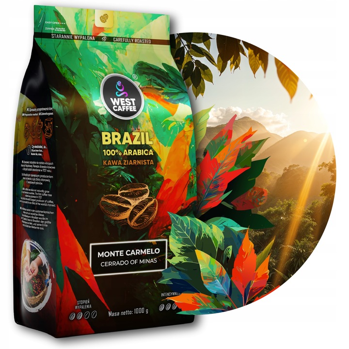 Kawa ziarnista Brazylia 1kg Świeżo Palona - 100% Arabica - Monte Carmelo