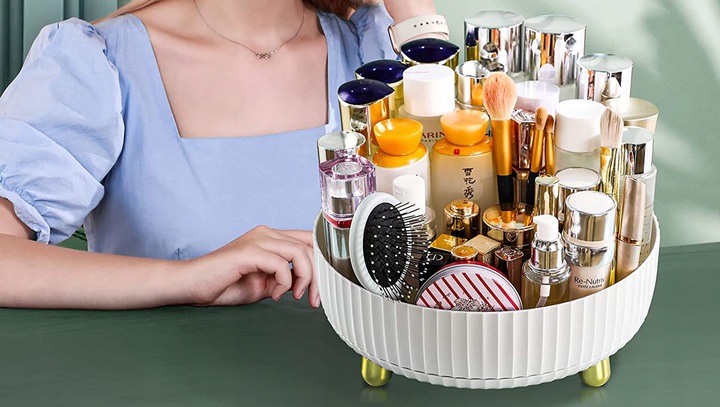 ORGANIZER OBROTOWY na Kosmetyki POJEMNIK na PERFUMY PĘDZLE Make-up 360