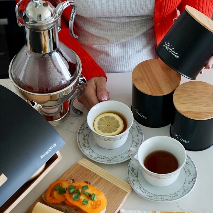 Zestaw CHLEBAK BAMBUSOWY + 3x Puszka KAWA HERBATA CZARNY Konighoffer Cosmic