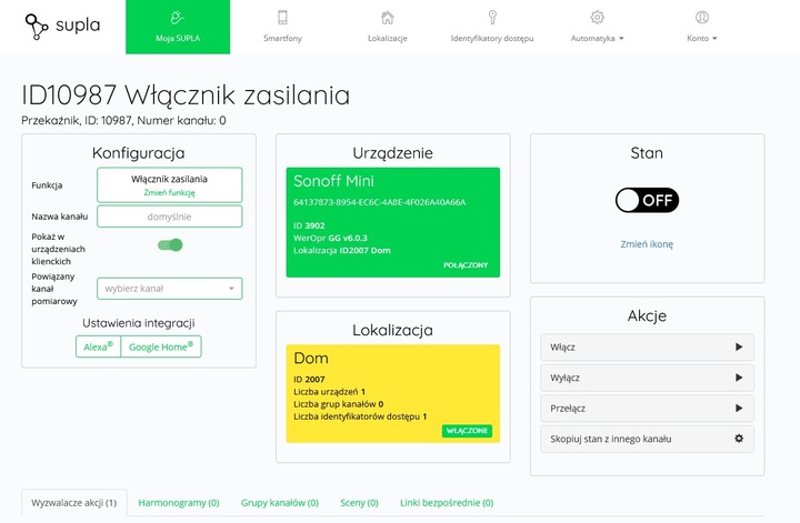SONOFF MINI R2 Przełącznik WIFI Dopuszkowy SUPLA