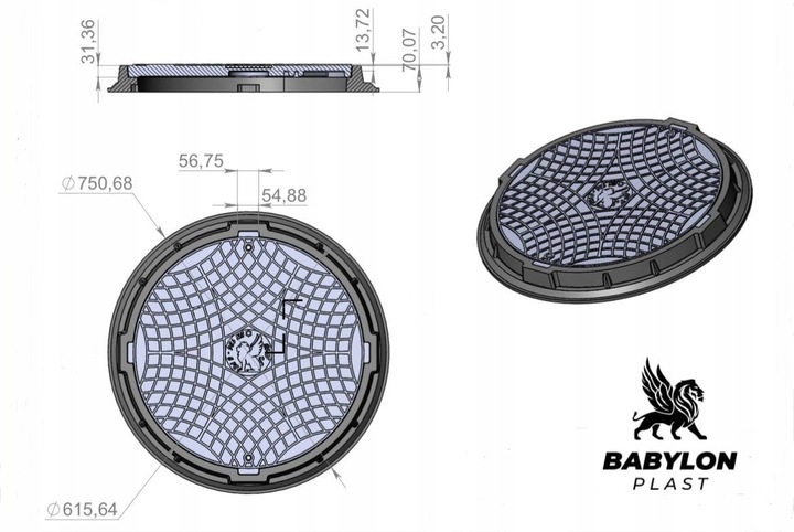 POKRYWA WŁAZ DO SZAMBA STUDZIENKI 60/75CM A15