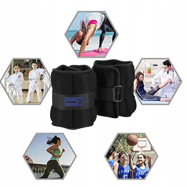 Obciążenia na rzep na przeguby nogi ręce ciężarki 2x 2kg neoprenowe