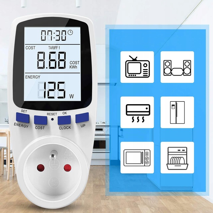 PRECYZYJNY LICZNIK WATOMIERZ POBORU PRĄDU ENERGII MIERNIK ELEKTRONICZNY